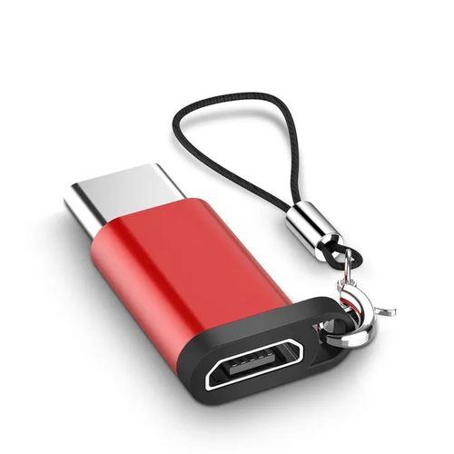 Stylish Red Micro USB to Type C OTG Adapter